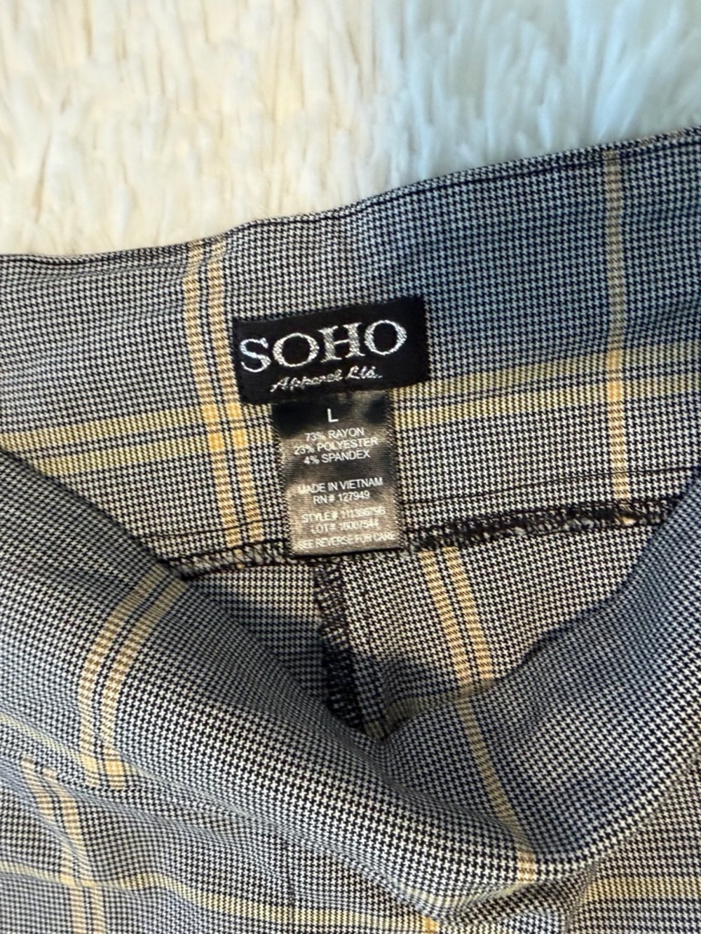 Soho Apparel Gray Plaid Skirt with Yellow Windowpane - Picture 3 of 4